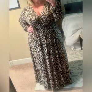 Eloquii Animal Print Long Sleeve Maxi Dress